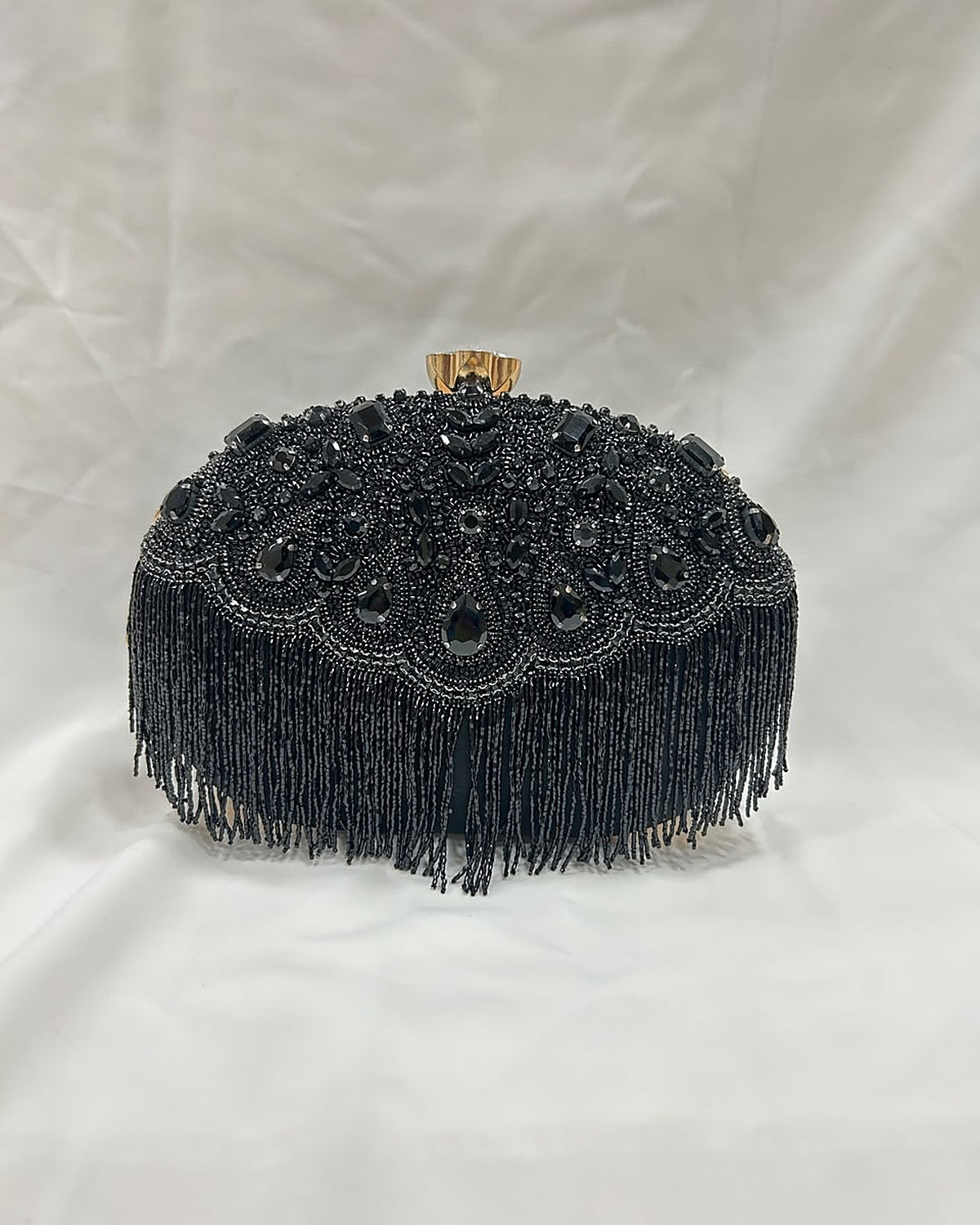 Noir Fringe Clutch
